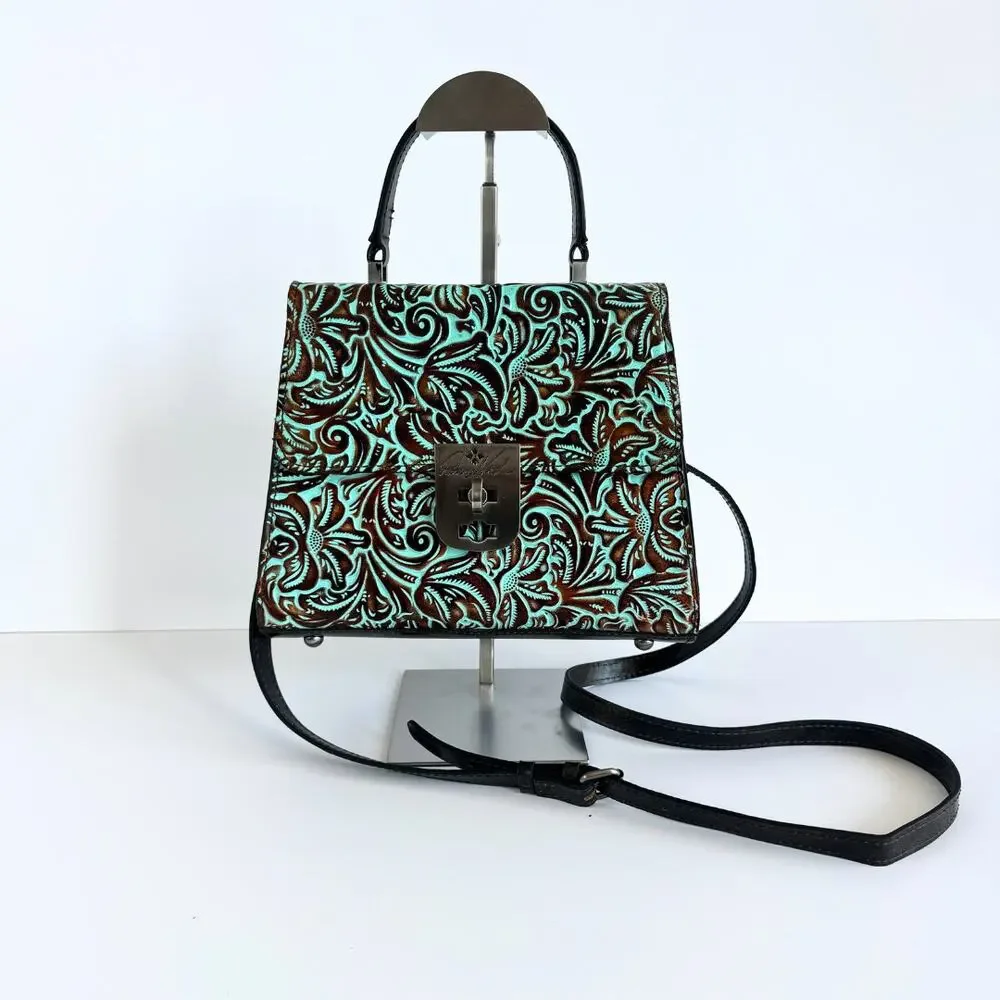Patricia Nash Chauny Tooled Turquoise Satchel